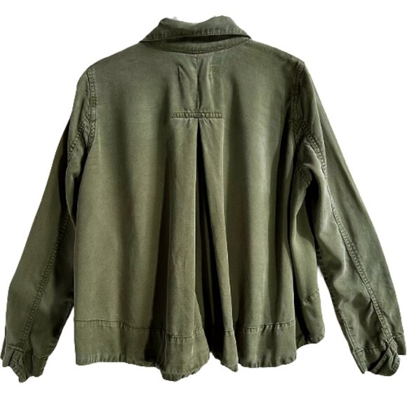 Revolve Pistola 100% Tencel Utility Button Down Long Sleeve Shirt Army Green XS - Picture 8 of 10